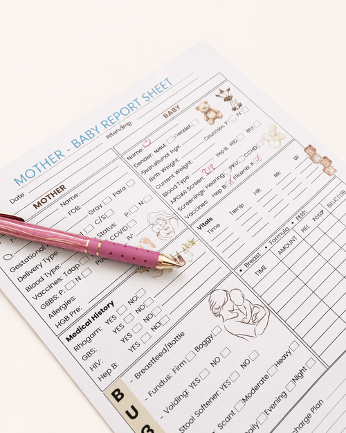 Mother/Baby Nursing Report Sheet | Digital Download | Set of 4